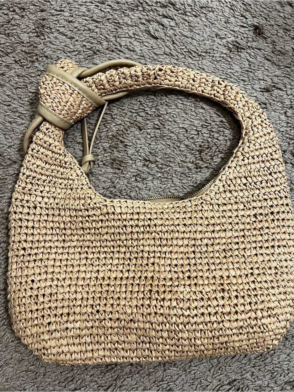 Woven Straw Hobo Bag in Natural
